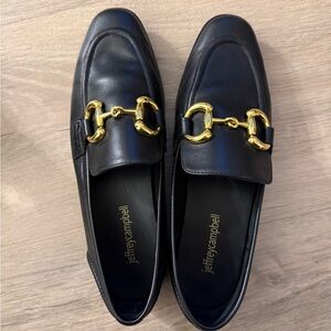 Jeffrey Campbell Black Slip-Ons with Gold Details velvitten